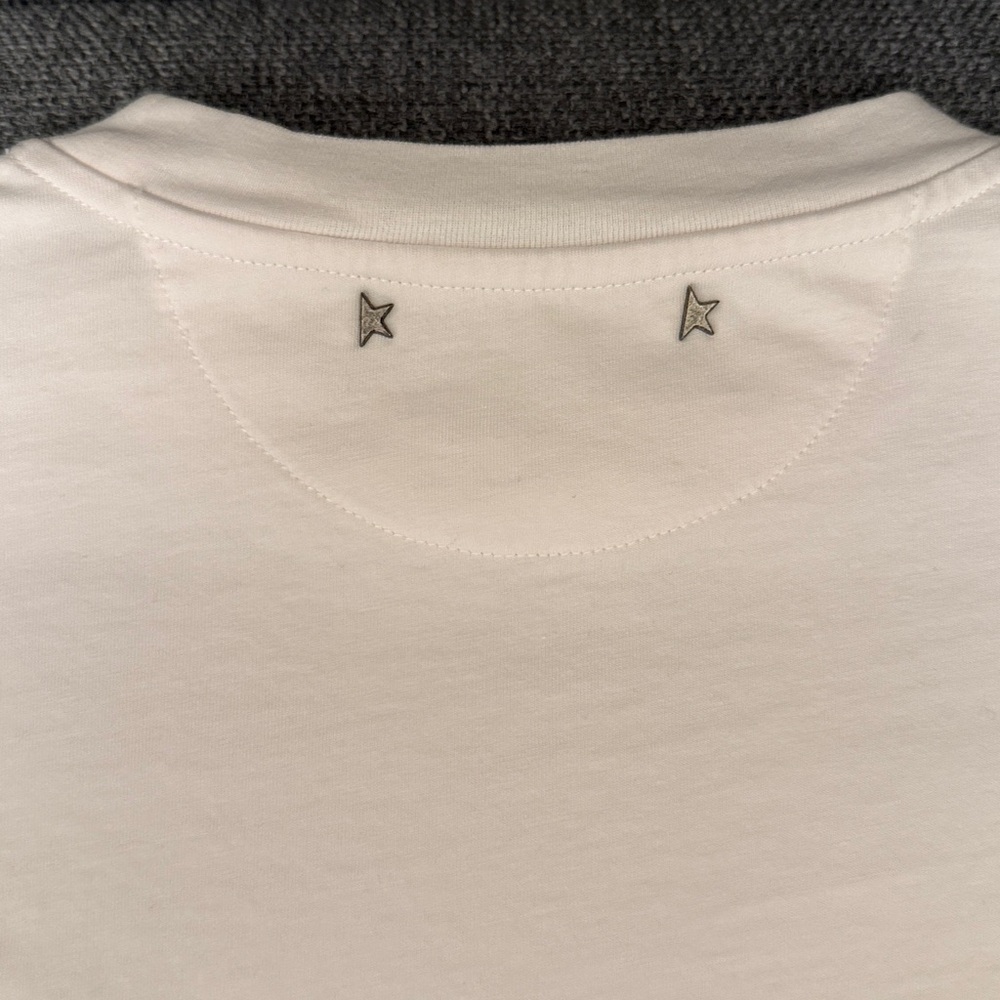 Golden Goose White Tee Crystal Embellishment XS - Picture 5 of 6